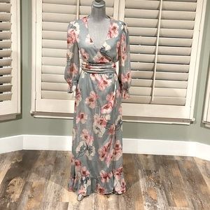 Sheer Floral Maxi dress-looking wrap/tie cover